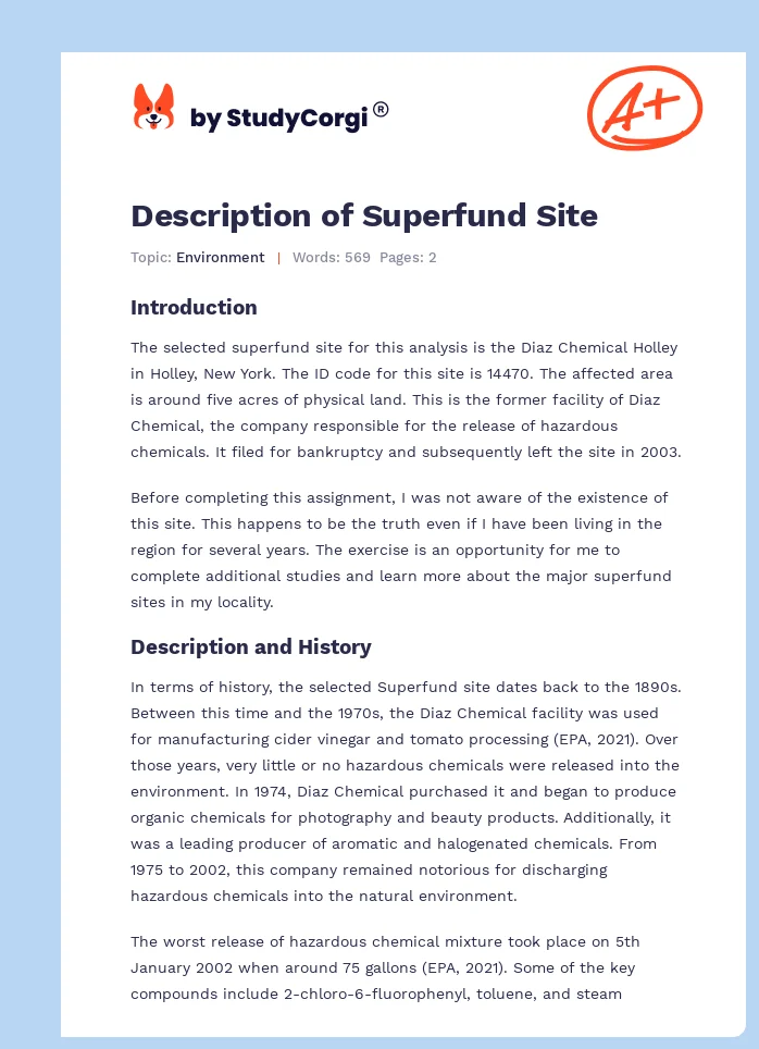 Description of Superfund Site. Page 1