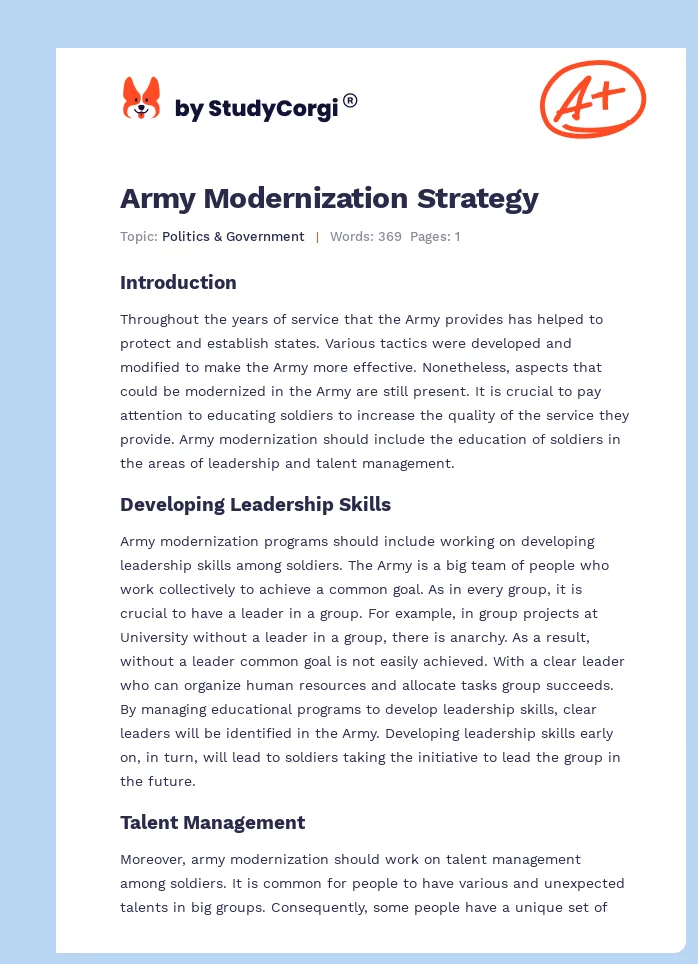 Army Modernization Strategy. Page 1