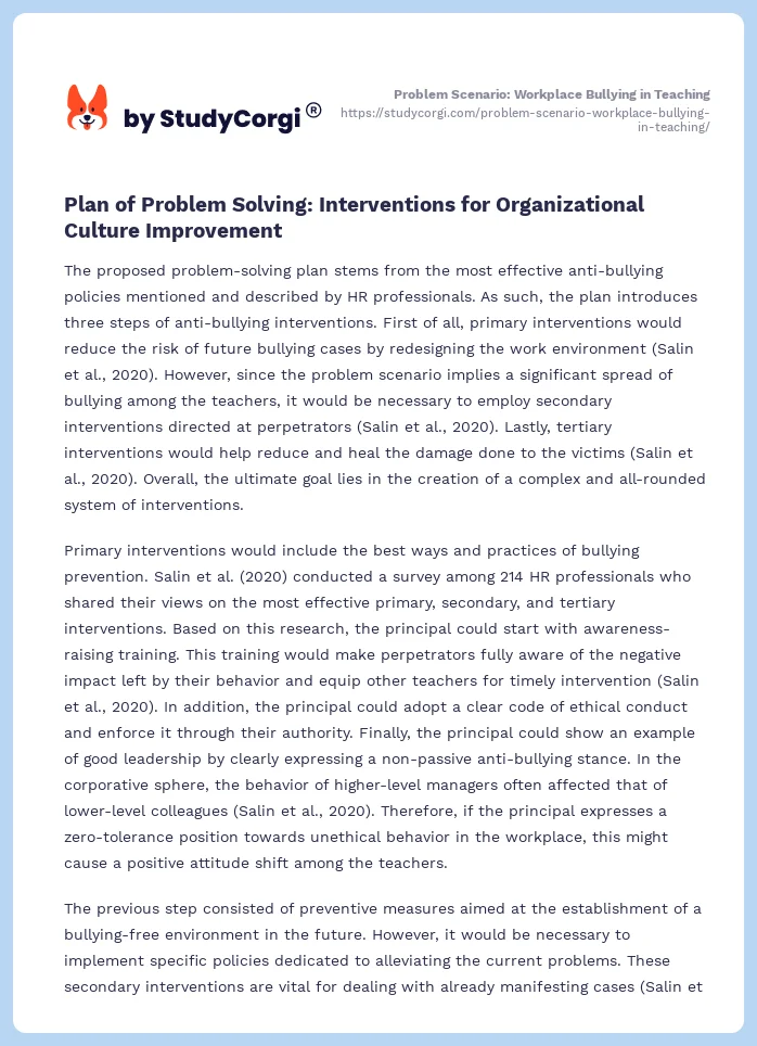 Problem Scenario: Workplace Bullying in Teaching. Page 2