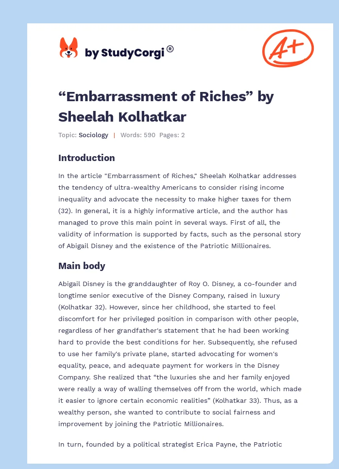 “Embarrassment of Riches” by Sheelah Kolhatkar. Page 1