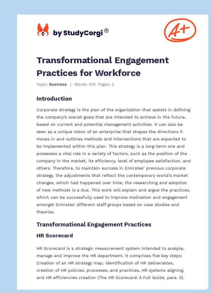 Transformational Engagement Practices for Workforce. Page 1