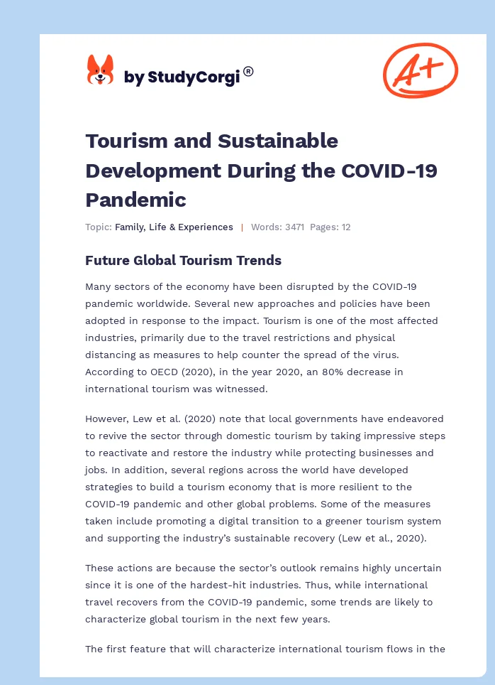 Tourism and Sustainable Development During the COVID-19 Pandemic. Page 1