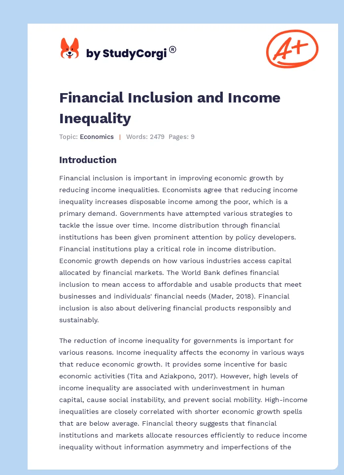 Financial Inclusion and Income Inequality. Page 1