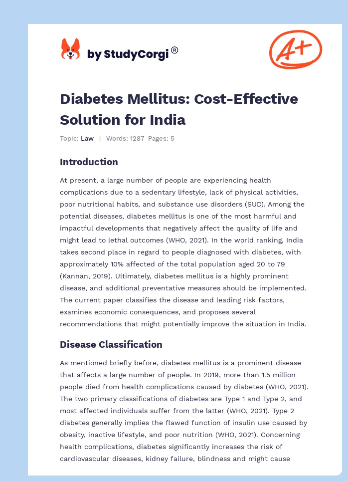 Diabetes Mellitus: Cost-Effective Solution for India. Page 1