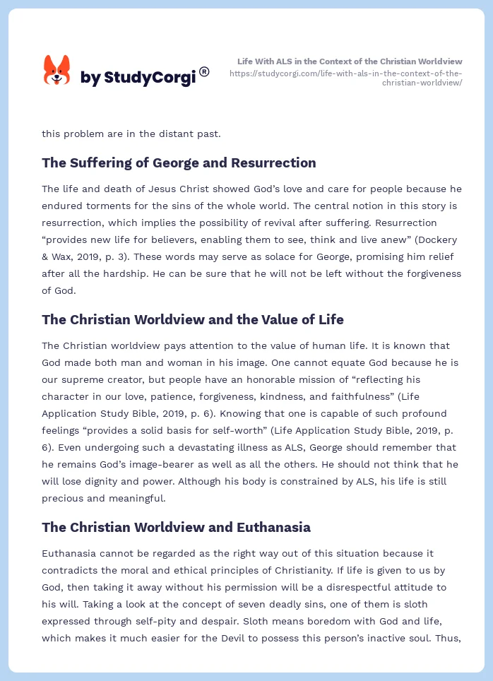 Life With ALS in the Context of the Christian Worldview. Page 2