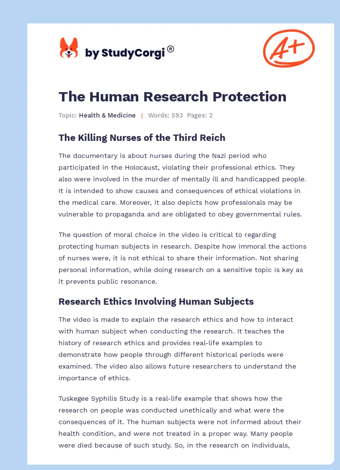 The Human Research Protection. Page 1