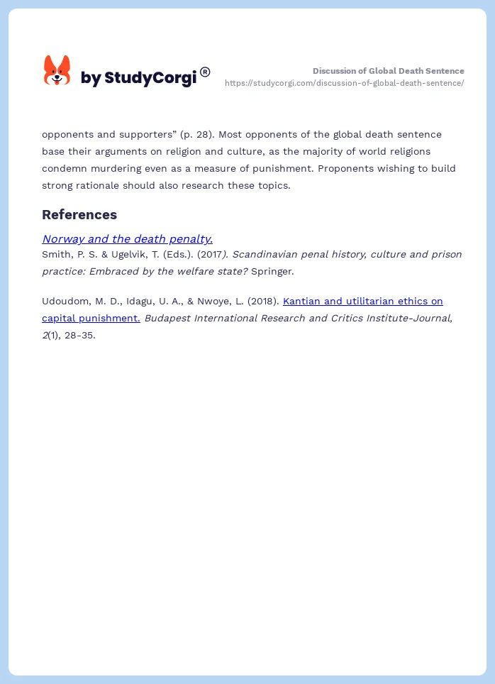 Discussion of Global Death Sentence. Page 2