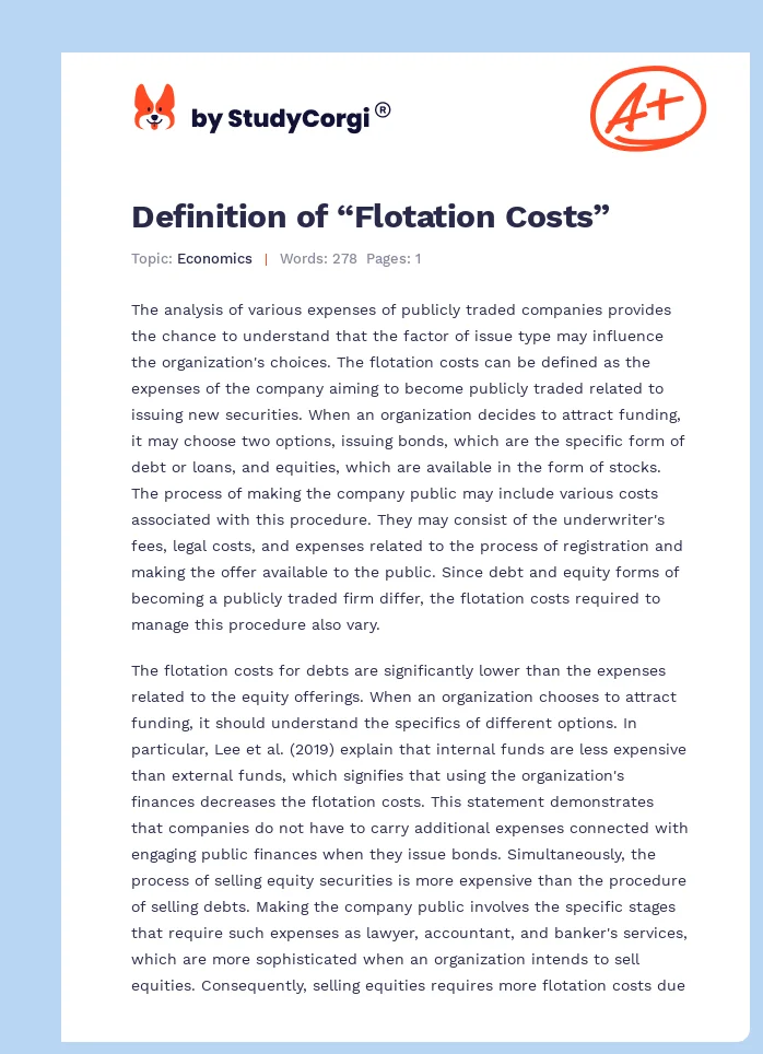Definition of “Flotation Costs”. Page 1