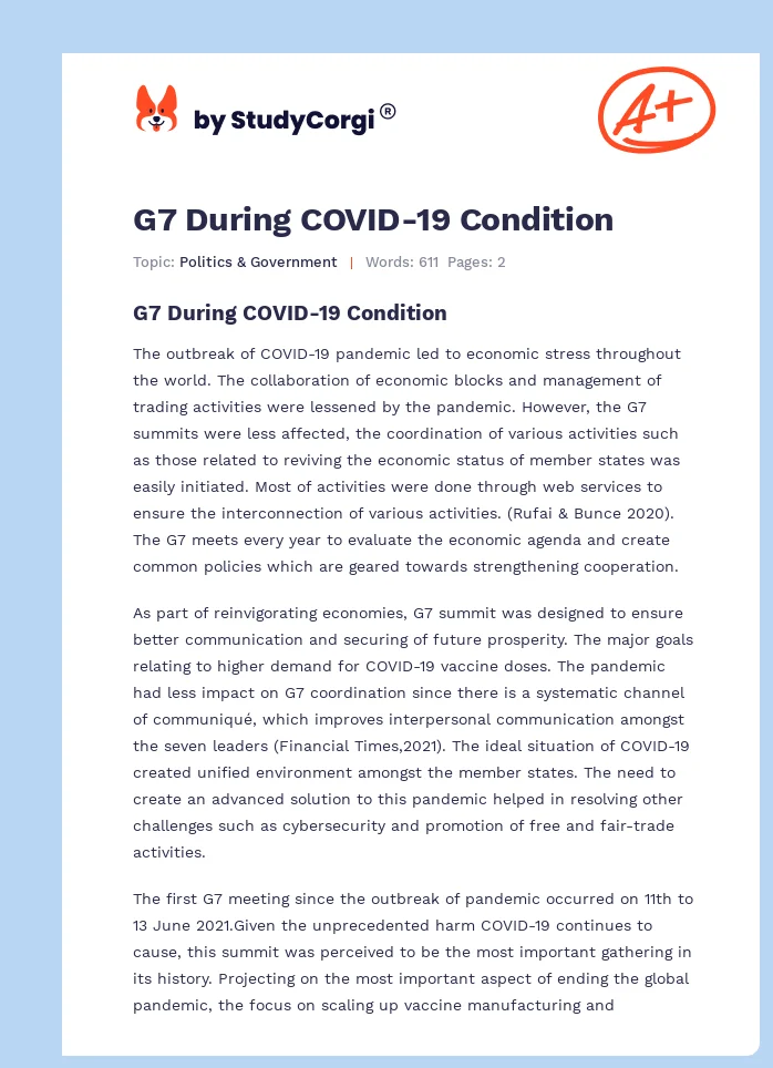 G7 During COVID-19 Condition. Page 1