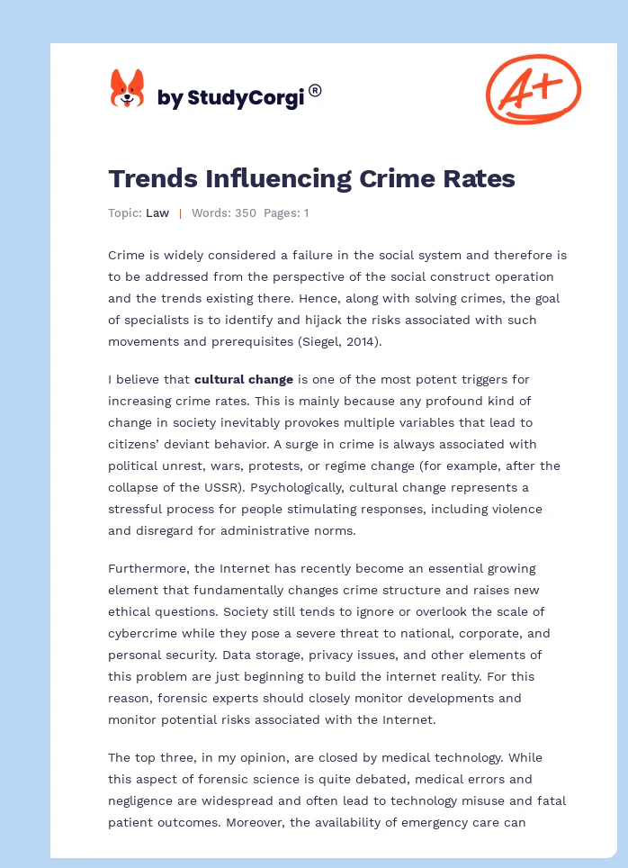 Trends Influencing Crime Rates. Page 1