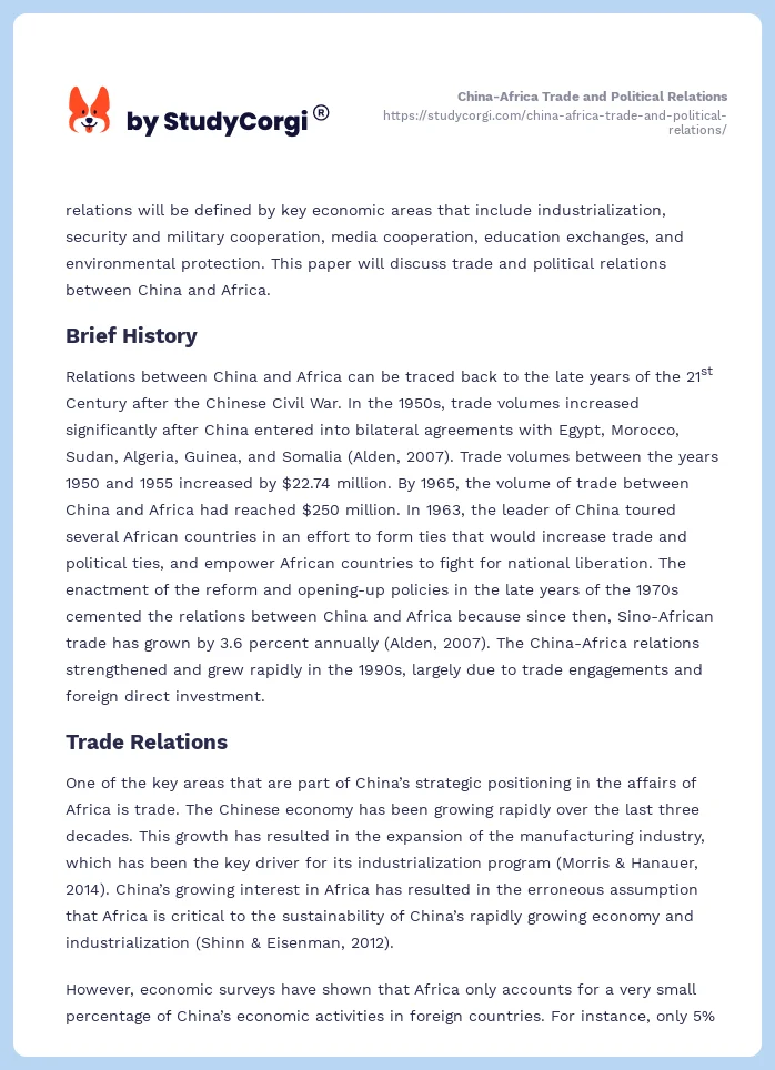 China-Africa Trade and Political Relations. Page 2