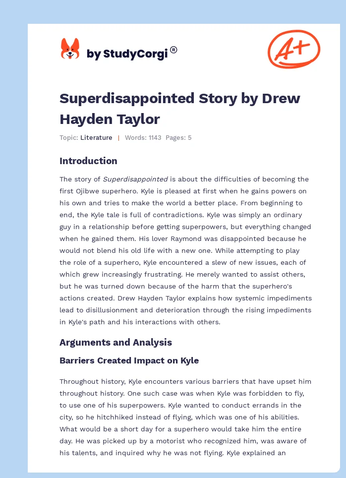 Superdisappointed Story by Drew Hayden Taylor. Page 1