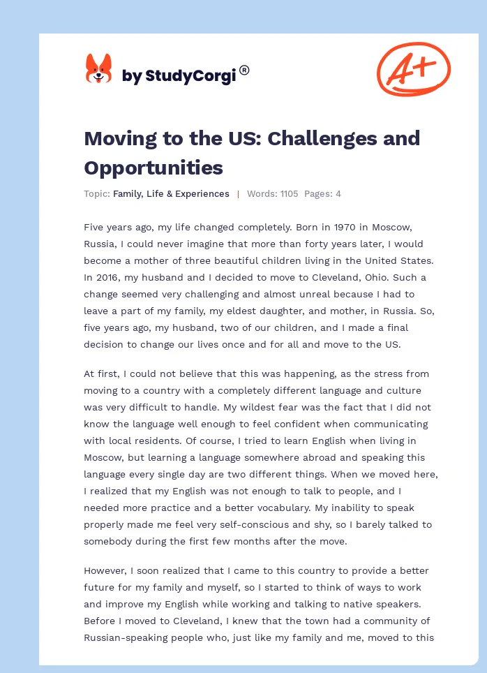 Moving to the US: Challenges and Opportunities. Page 1