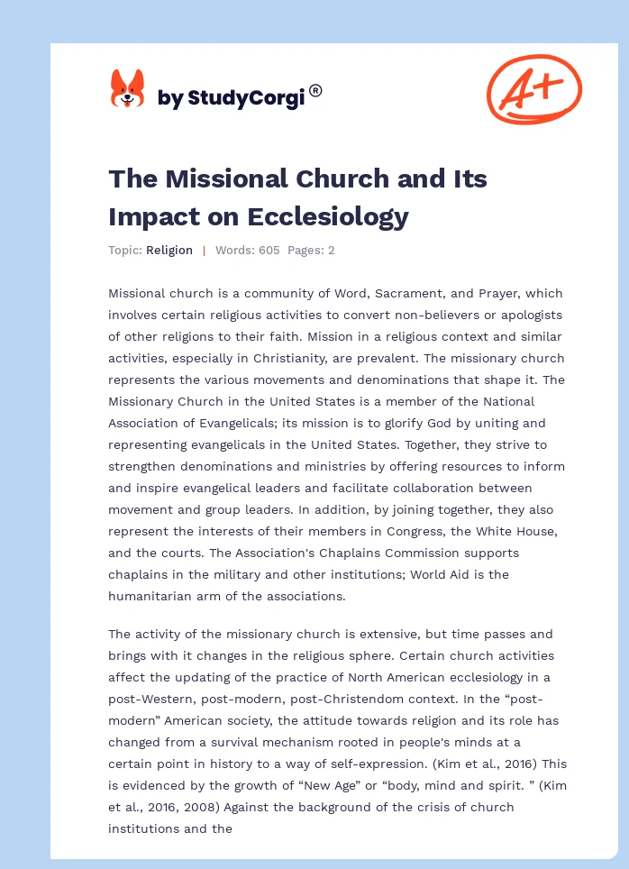 The Missional Church and Its Impact on Ecclesiology. Page 1