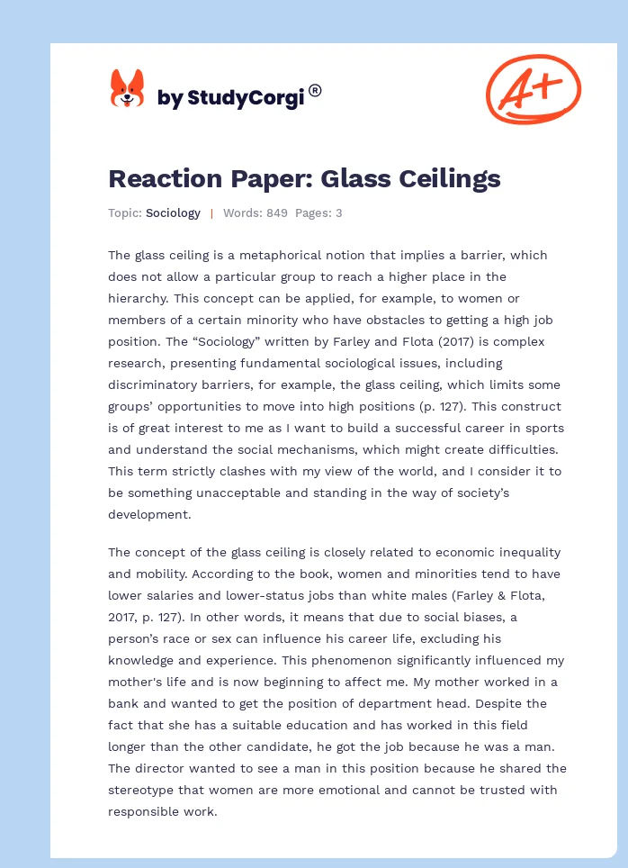 Reaction Paper: Glass Ceilings. Page 1