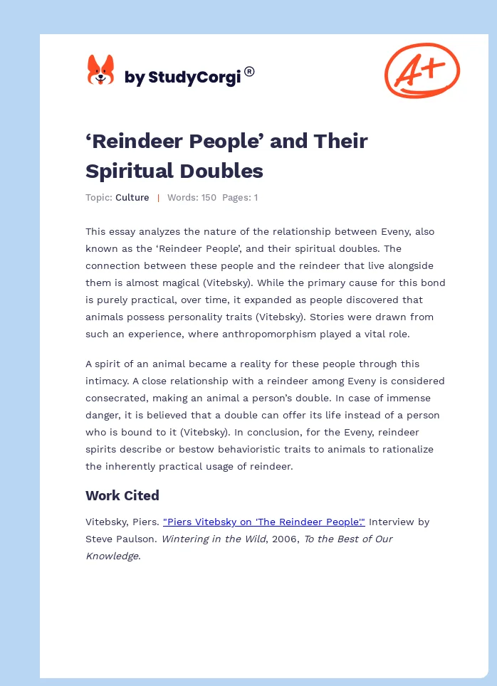 ‘Reindeer People’ and Their Spiritual Doubles. Page 1