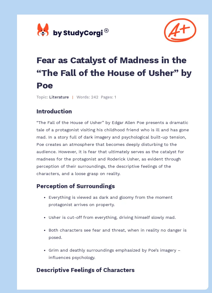 Fear as Catalyst of Madness in the “The Fall of the House of Usher” by Poe. Page 1