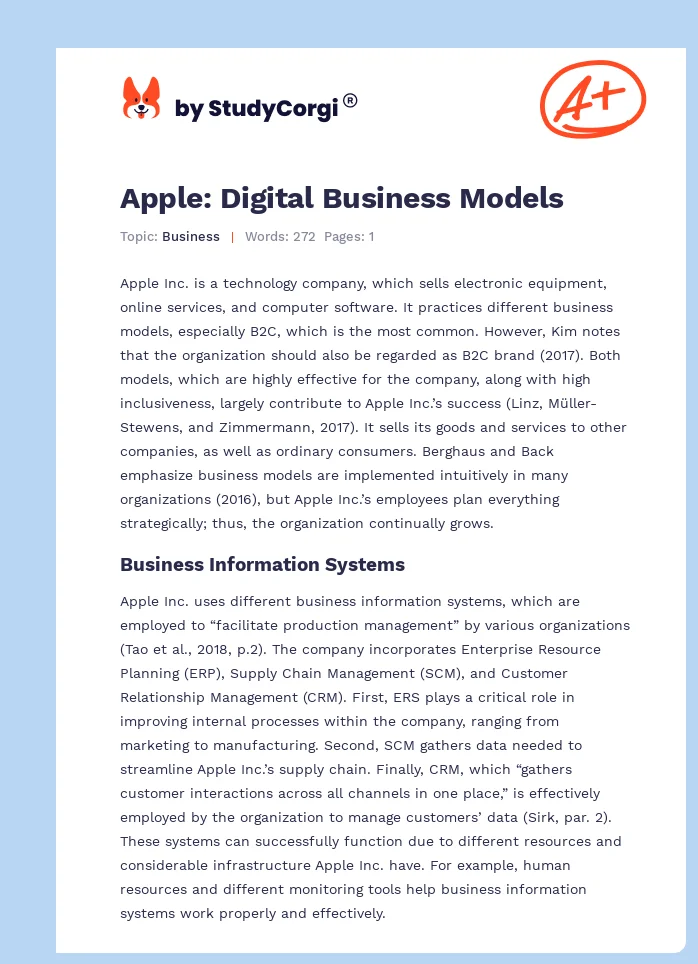 Apple: Digital Business Models. Page 1