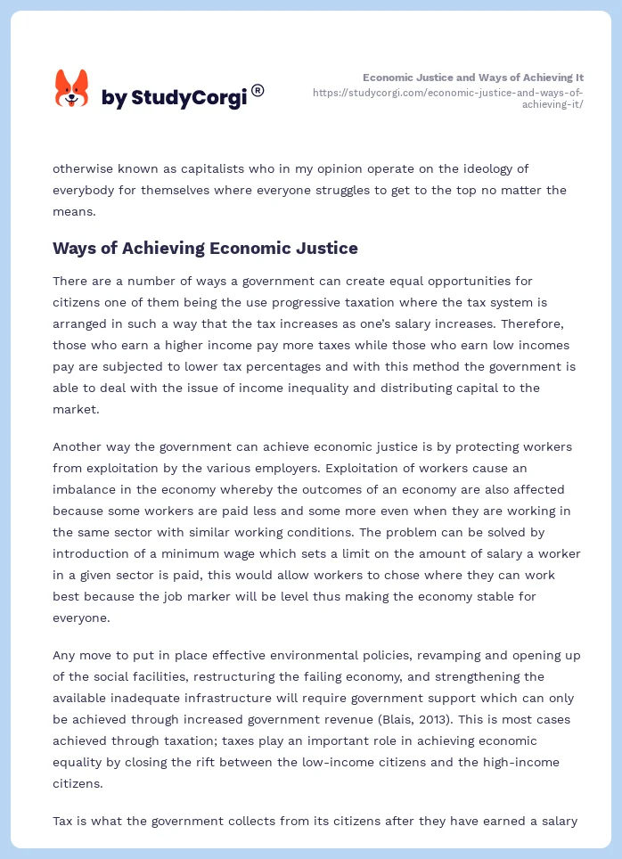 Economic Justice and Ways of Achieving It. Page 2