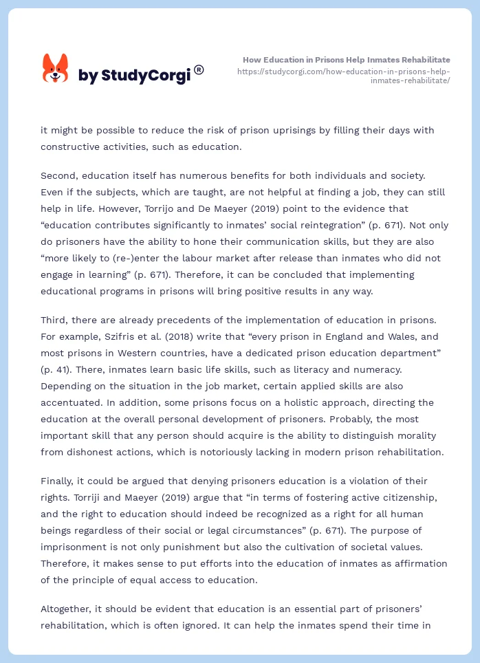 How Education in Prisons Help Inmates Rehabilitate. Page 2