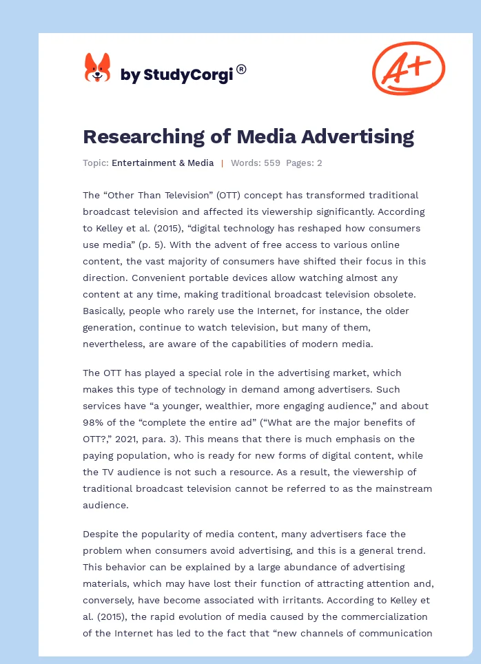 Researching of Media Advertising. Page 1