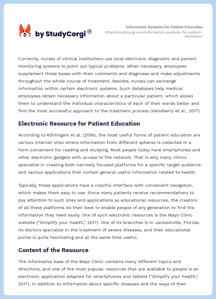 Information Systems for Patient Education. Page 2