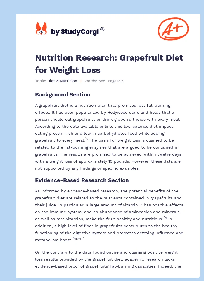 Nutrition Research: Grapefruit Diet for Weight Loss. Page 1