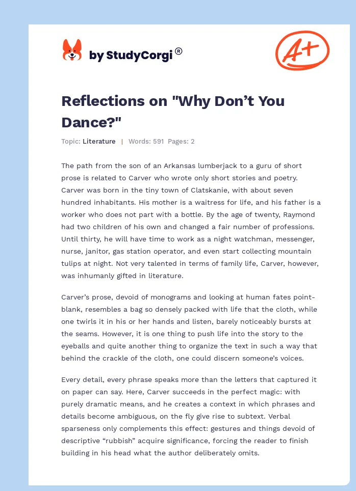 Reflections on "Why Don’t You Dance?". Page 1