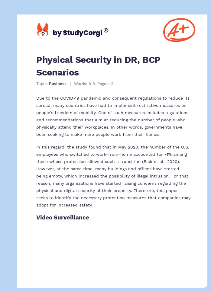 Physical Security in DR, BCP Scenarios. Page 1