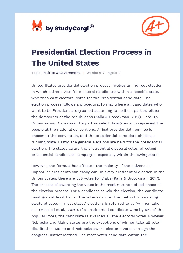 Presidential Election Process in The United States. Page 1