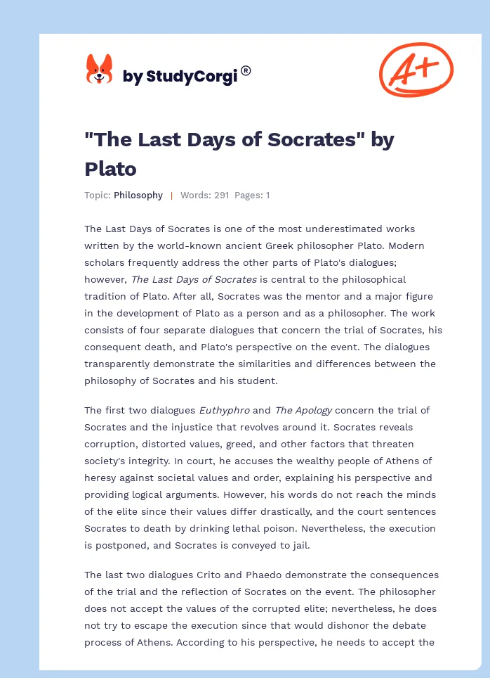 "The Last Days of Socrates" by Plato. Page 1