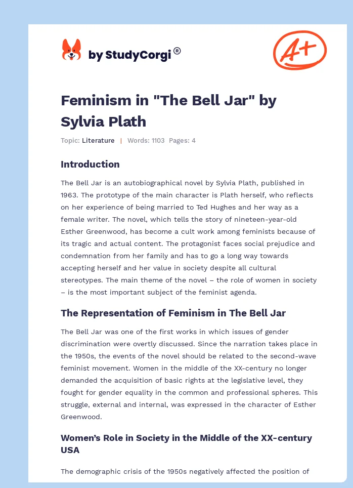 Feminism in "The Bell Jar" by Sylvia Plath. Page 1