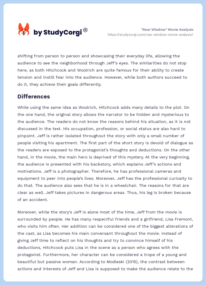 "Rear Window" Movie Analysis. Page 2