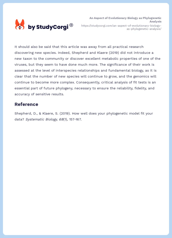 An Aspect of Evolutionary Biology as Phylogenetic Analysis. Page 2