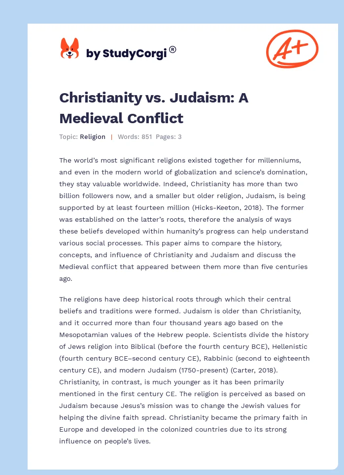 Christianity vs. Judaism: A Medieval Conflict. Page 1