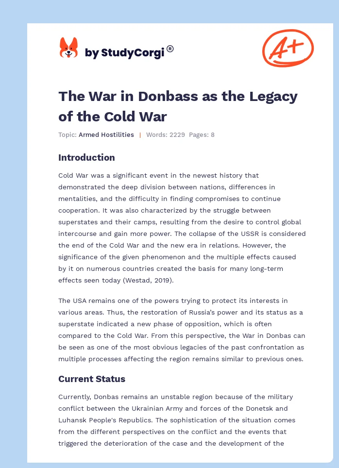 The War in Donbass as the Legacy of the Cold War. Page 1