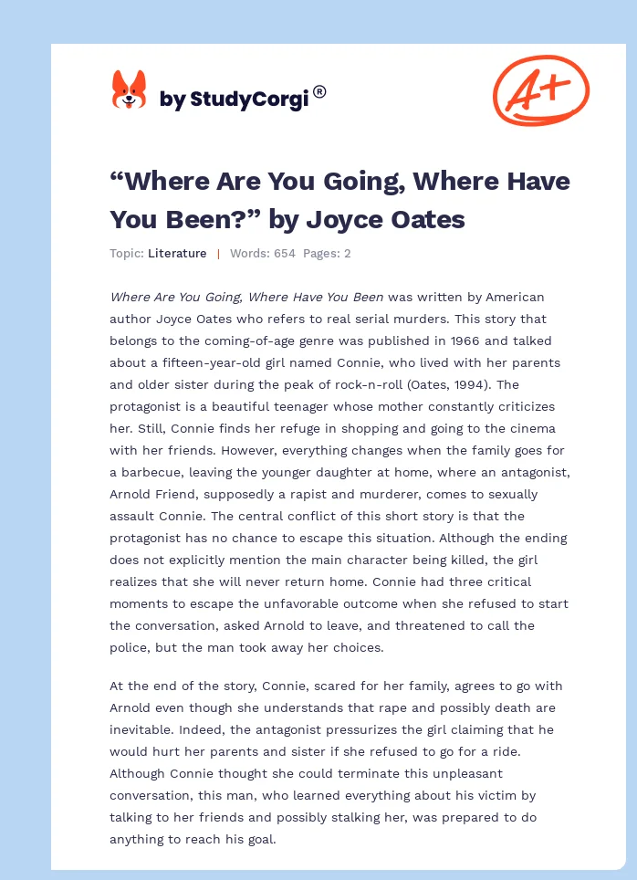 “Where Are You Going, Where Have You Been?” by Joyce Oates. Page 1
