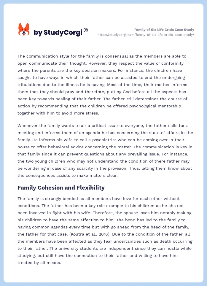 Family of Six Life Crisis Case Study. Page 2