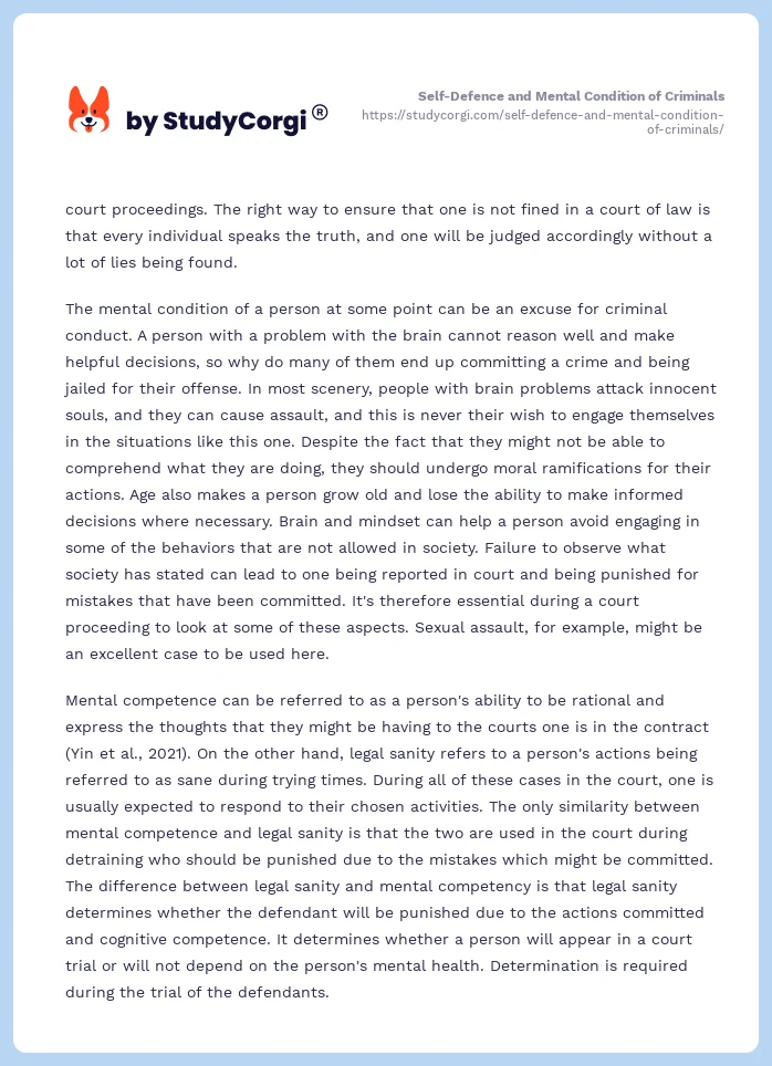Self-Defence and Mental Condition of Criminals. Page 2