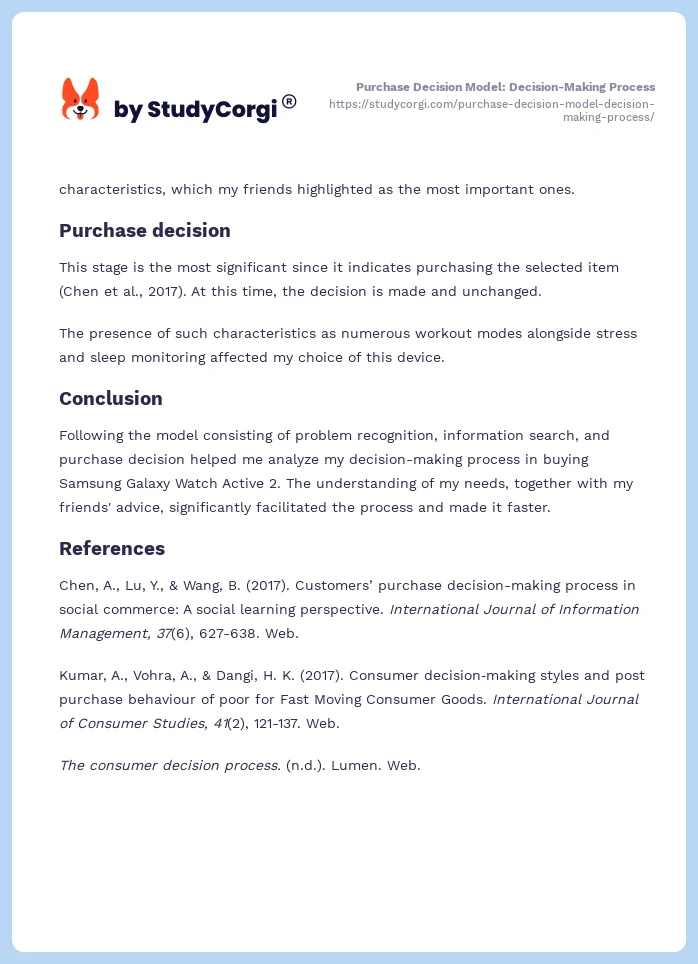 Purchase Decision Model: Decision-Making Process. Page 2