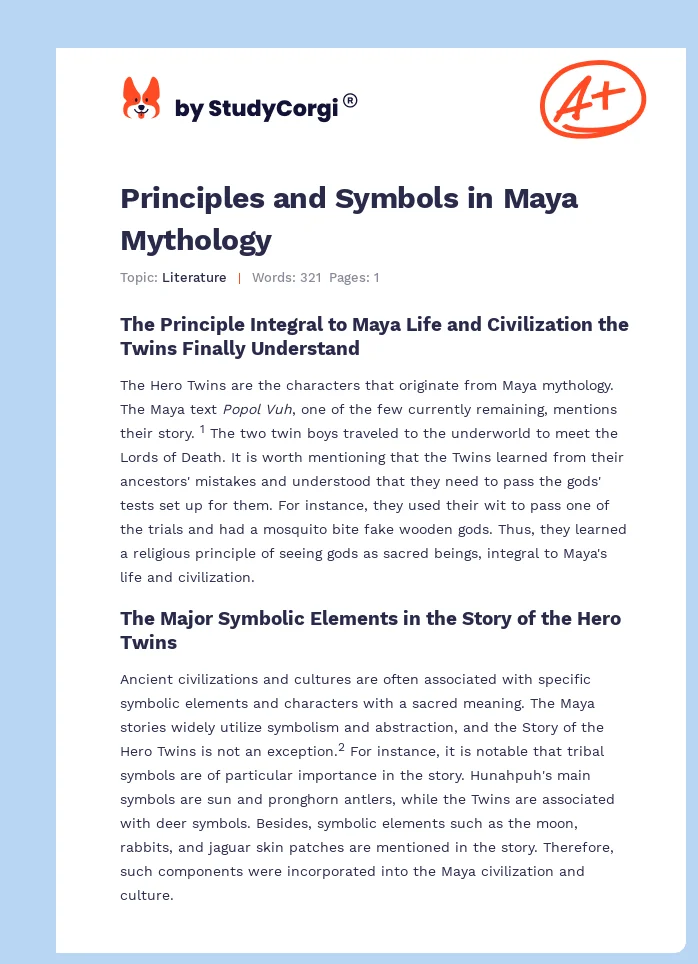 Principles and Symbols in Maya Mythology. Page 1
