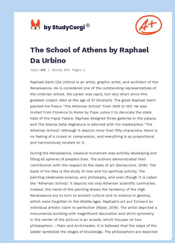 The School of Athens by Raphael Da Urbino. Page 1