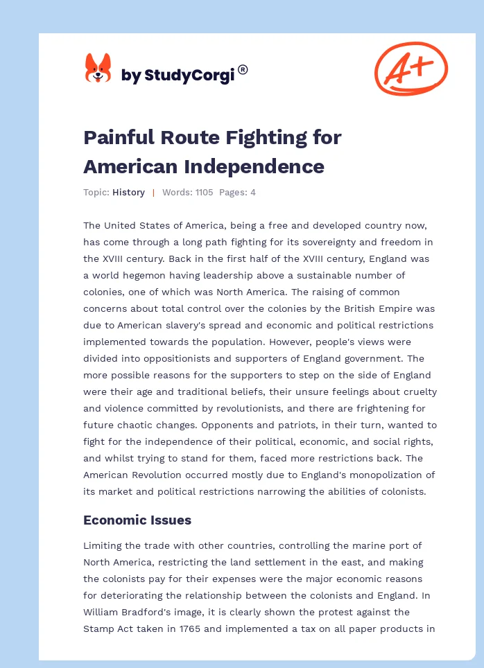 Painful Route Fighting for American Independence. Page 1