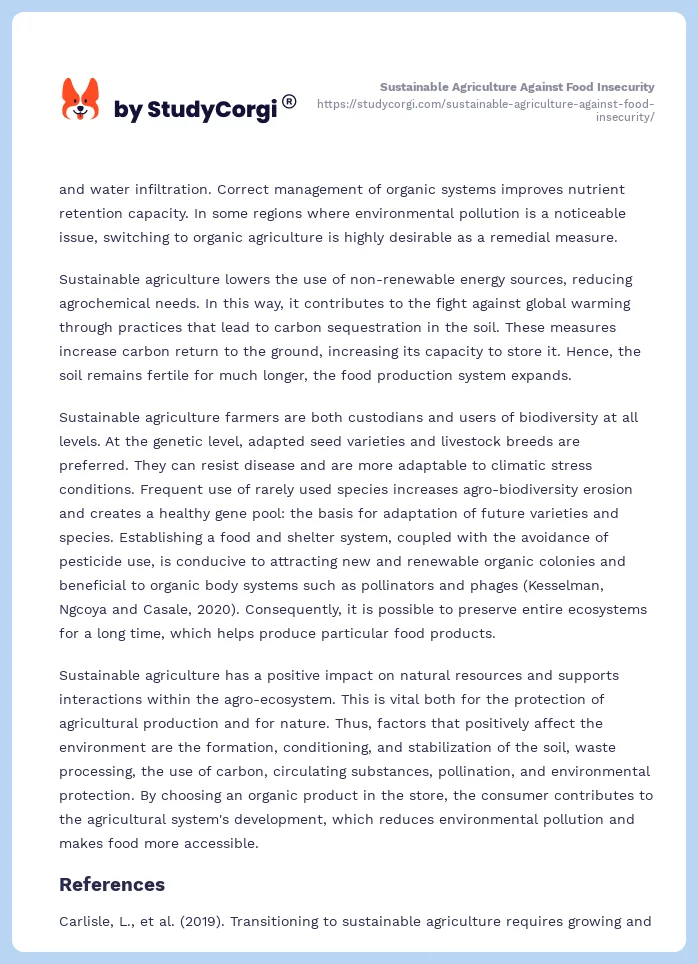Sustainable Agriculture Against Food Insecurity. Page 2