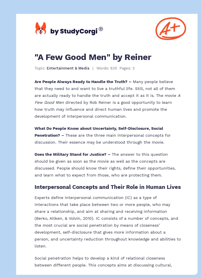 "A Few Good Men" by Reiner. Page 1