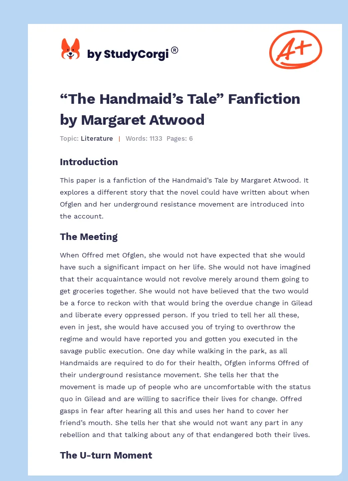 “The Handmaid’s Tale” Fanfiction by Margaret Atwood. Page 1