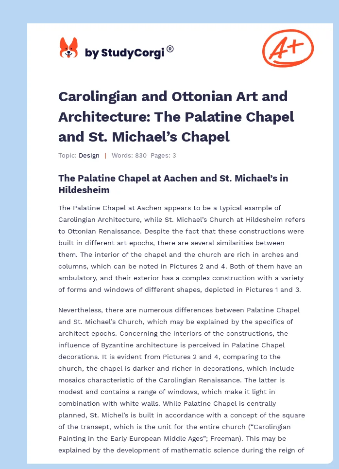 Carolingian and Ottonian Art and Architecture: The Palatine Chapel and St. Michael’s Chapel. Page 1