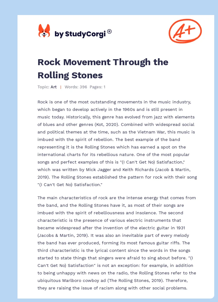 Rock Movement Through the Rolling Stones. Page 1