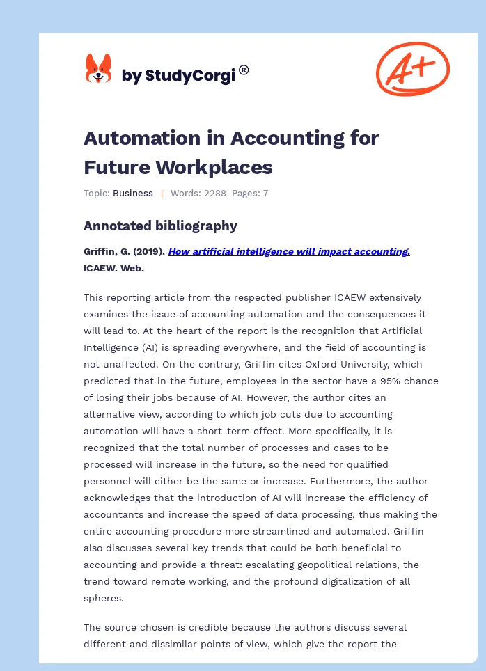 Automation in Accounting for Future Workplaces. Page 1