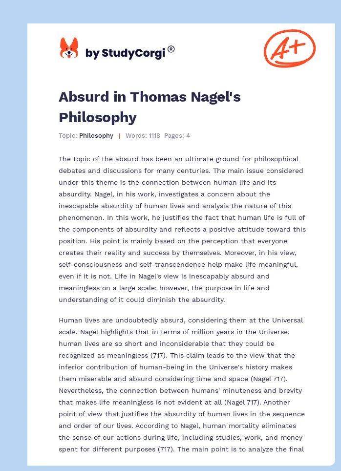 Absurd in Thomas Nagel's Philosophy. Page 1